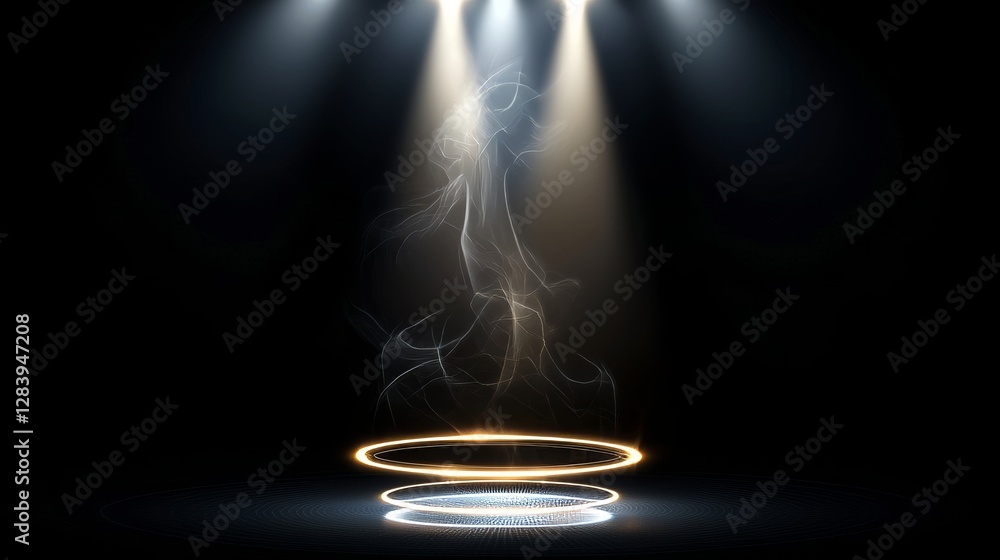 Aufkleber a futuristic display featuring a hud circle interface, complete with a blue hologram button, represe
