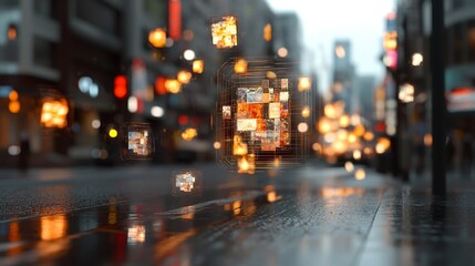 Fototapeta premium The integration of augmented reality and generative AI background wallpaper is occurring