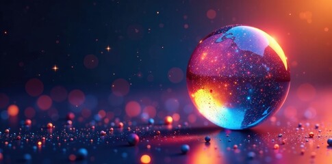 Brilliant rainbow spectrum on iridescent metallic sphere, Spectrum, Sparkling