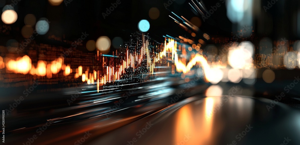 Poster information analytics illustrated by graphs and charts on a non-representational background with spa