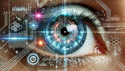 Fototapeta premium High-Tech Eye with Digital Overlay