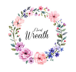 Midsummer Wild field Wreath Watercolor Wildflower clipart, Delicate flower frame