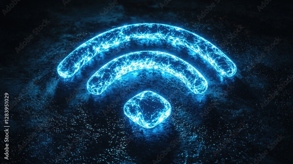 Poster intricate visualization of a wi-fi network featuring repeated patterns of connectivity symbols