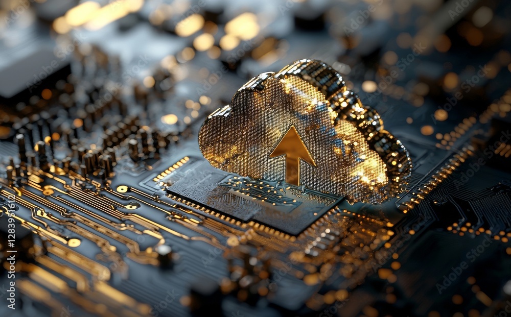 Poster cloud technologies is the subject of 3d rendering graphics in digital cloud storage/computing