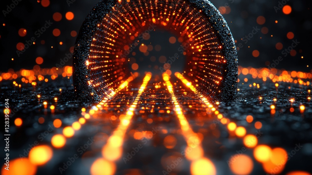 Poster a tunnel of light creating a stunning visual experience with ethereal glow and dynamic effects