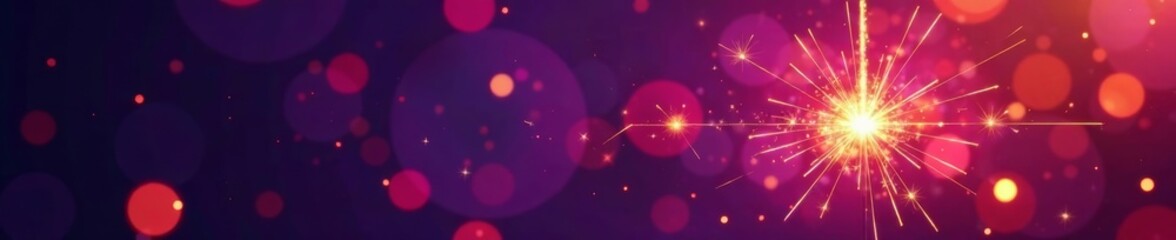 Fototapeta premium Vibrant fire sparkler on purple background with copy-space, purple background, sparklers