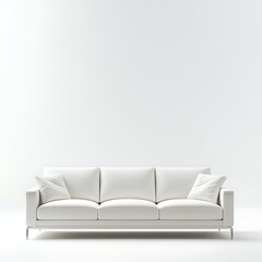 Obraz premium Modern Minimalist White Sofa in Bright Interior Design Space with Clean Lines and Contemporary Style