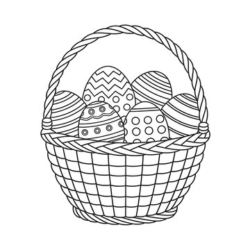 recommend clip art: basket with easter eggs coloring 