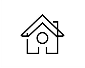Minimal outline house logo design vector illustration. 