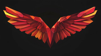 Obraz premium A stylized wing logo with a geometric, 3D design and a bold, metallic color scheme