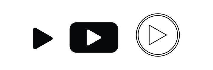 Vector play solid and outline set.