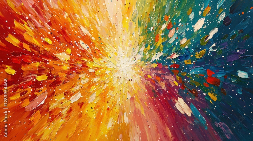 Poster vibrant colorful abstract painting with bold brushstrokes and dynamic patterns expressing emotion