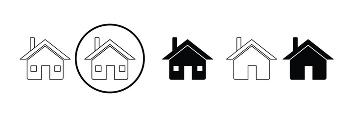 Vector home solid and outline set.