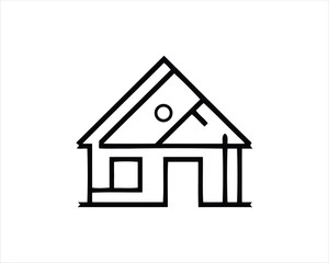 Minimal outline house logo design vector illustration. 