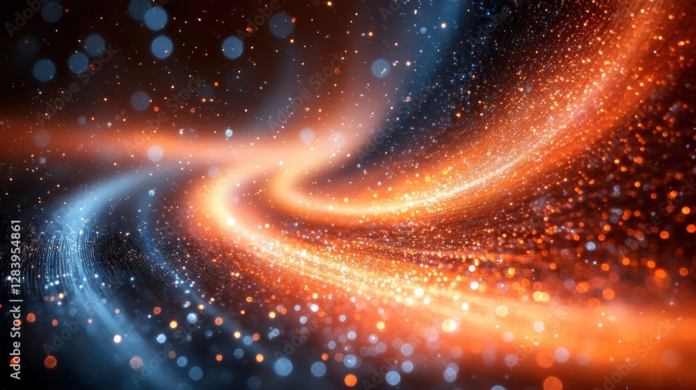 Poster spirally abstract background in orange and blue blending together to create a dynamic visual experie