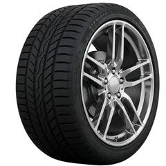 Obraz premium Stylish side view of a car tire with a sleek metallic rim isolated on a transparent background—perfect for automotive designs and branding