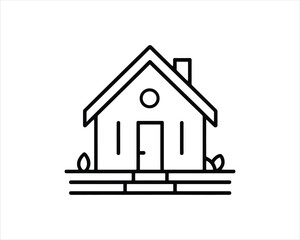 Minimal outline house logo design vector illustration. 