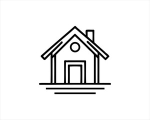Minimal outline house logo design vector illustration. 
