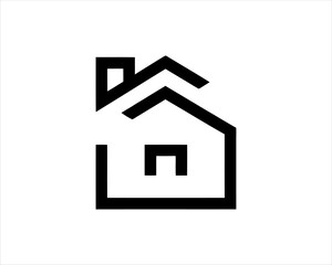 Minimal outline house logo design vector illustration. 
