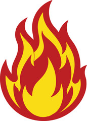 Fire flame clipart featuring a bold red and yellow flame design. Burning flame vector illustration. Perfect for graphic design, logos, posters, and digital projects.