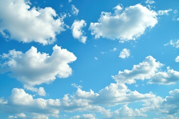 Scattered white clouds in a clear blue sky. Sky and cloud landscape. Sky background photo.