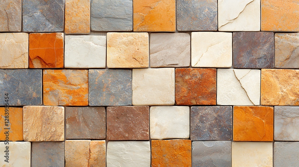 Poster neutral stone tile pattern close up on a wall backdrop with muted color design