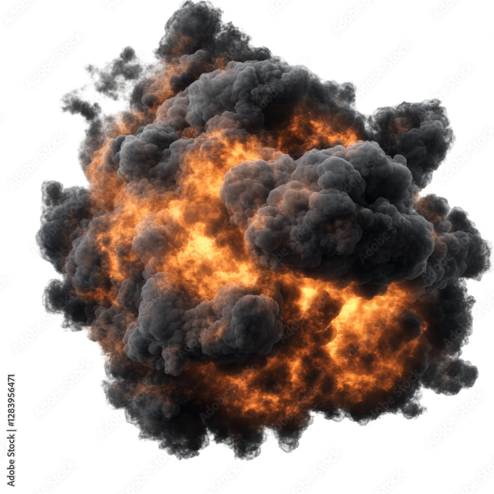 Poster dynamic explosion effect digital art png transparency background white environment eye-catching desi