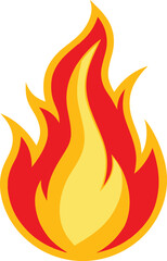 Wildfire fire vector element isolated on white background. Flame body with bright orange blazing tongues vector illustration.