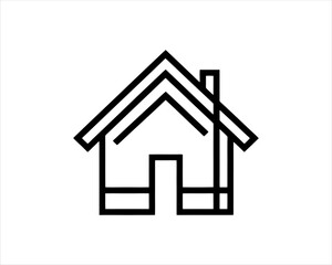 Minimal outline house logo design vector illustration. 