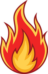 Wildfire fire vector element isolated on white background. Flame body with bright orange blazing tongues vector illustration.