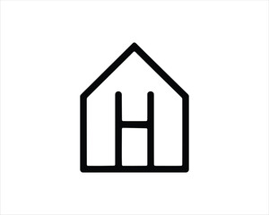 Minimal outline house logo design vector illustration. 
