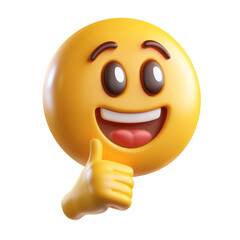 Happy emoji thumbs up on transparent background png - positive vibes fun graphics for creative projects