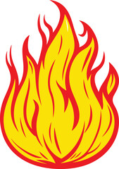 High quality vector fire flame clipart illustration design. Vector wildfire and red hot and yellow bonfire, animated flame. Spicy food symbol flat vector icon for apps and websites.