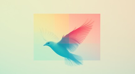 Minimalist Flying Bird with Pastel Gradient and Abstract Design