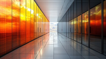 Fototapeta premium Spacious long hallway abundant with allowing natural light to flood the interior space