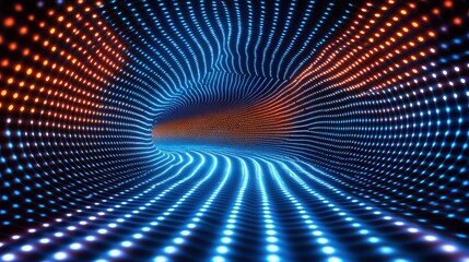 Stunning tunnel adorned with bright lights creating a fascinating perspective into the unknown