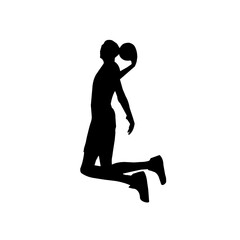 Basketball Player Silhouette Performing Slam Dunk