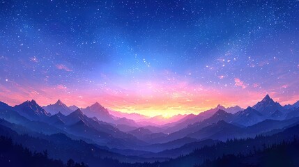 Fototapeta premium Picturesque mountain landscape showcasing majestic peaks and lush green valleys under bright sky