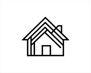 Minimal outline house logo design vector illustration. 