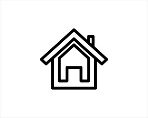 Obraz premium Minimal outline house logo design vector illustration. 