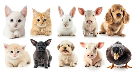 Adorable Collection of Cute Baby Animals Featuring Cats, Dogs, Rabbits, Piglets, and a Chick
