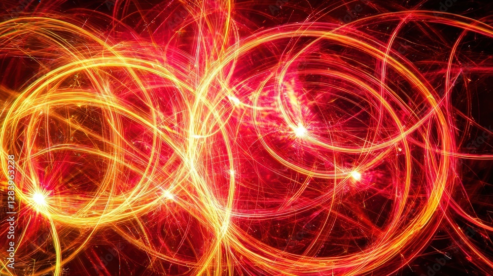 Poster Striking red and yellow swirl design creating a bold visual impact with dynamic movement and energy