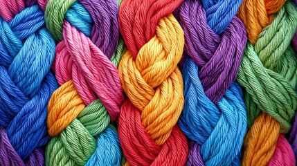 A diverse collection of colorful yarn spools forming an eye-catching display full of creativity