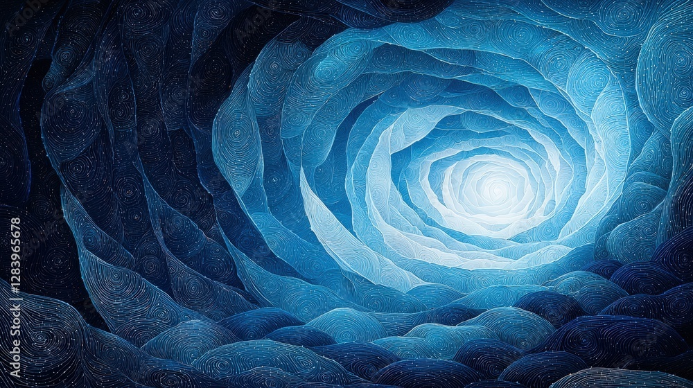 Poster Mesmerizing blue swirl creating a dynamic visual effect with fluid lines and abstract forms in motion