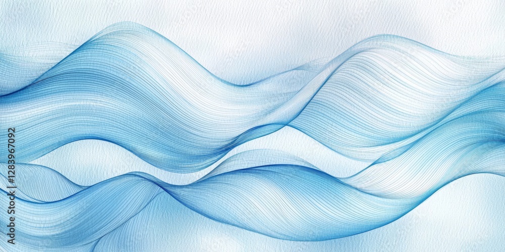 Poster abstract watercolor background featuring blue and white ink wave patterns.