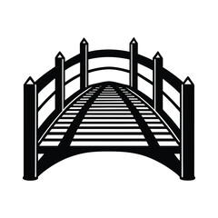 wooden bridge vector silhouette in the fog