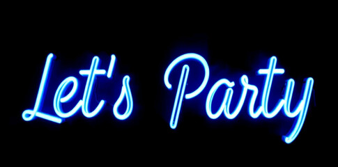 Let's Party sign symbol text in neon colors