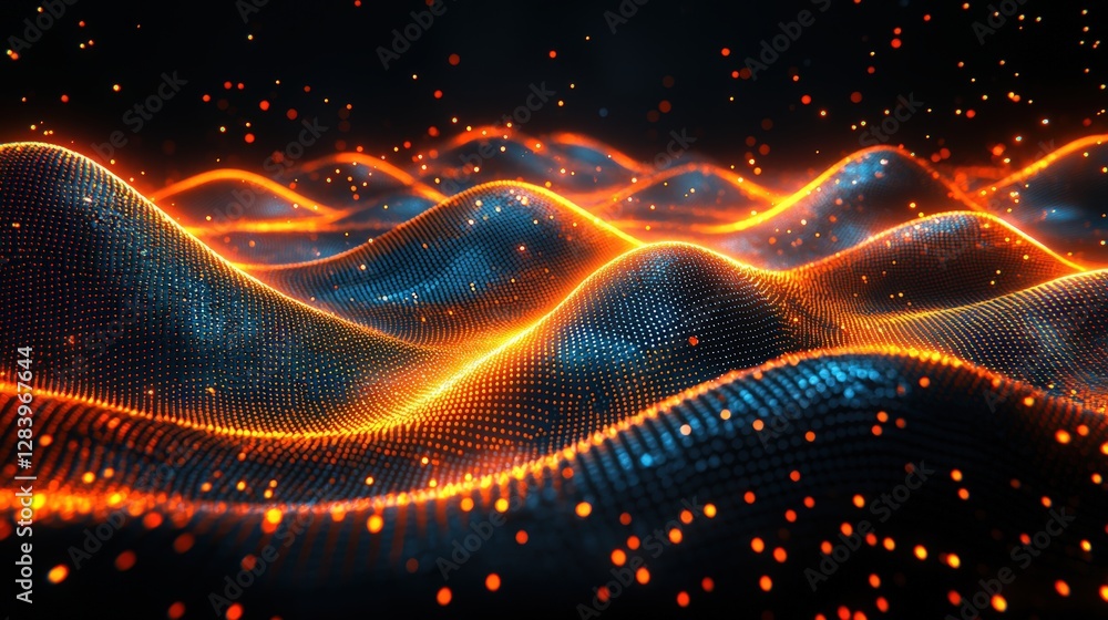 Poster a serene wave of light flowing gracefully through space with smooth curves and gentle motion