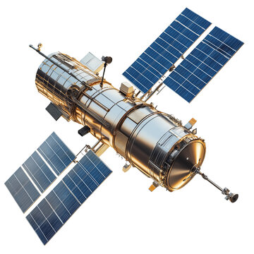 Detailed 3D rendering of a space station with solar panels png isolated on transparent background