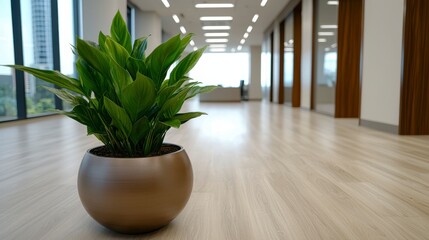 Indoor Plant Decoration in Modern Office Space with Natural Light